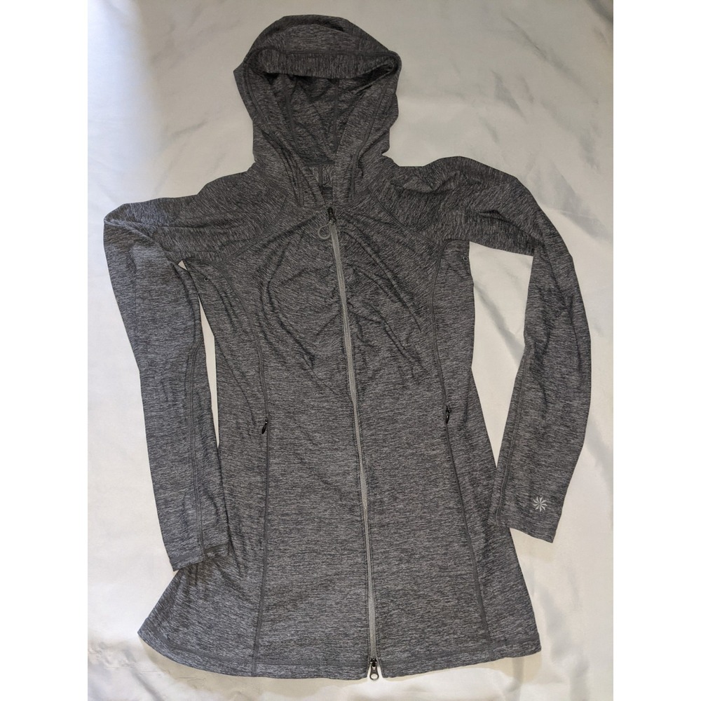 Athleta Vitamin Sea Jacket Gray Full Zip Size Small Thumbholes Vented Cover Up